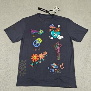 CivilizeD Shirt Mens 2XL Charcoal Gray Peace Love Flower Graphic Embroidered Tee